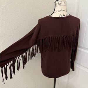 J. Society Brown fringe Cotton sweater sz XS